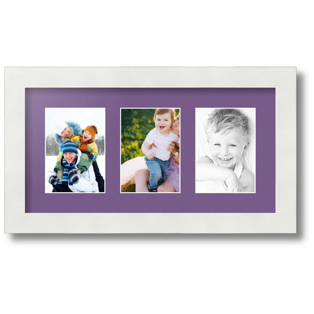 ArtToFrames Collage Photo Picture Frame with 3 - 3.5x5 inch Openings, Framed in White with Over 62 Mat Color Options and Regular Glass (CSM-3966-29)